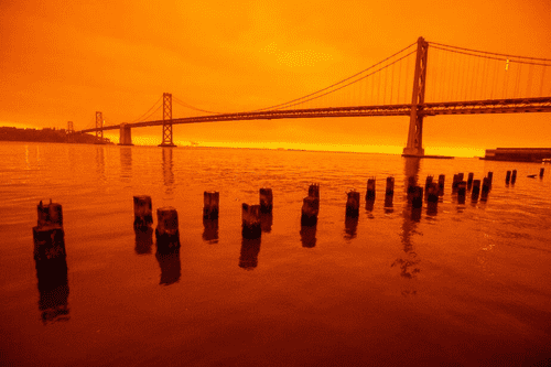 The 2020 wildfires turned the skies a bright orange in San Francisco.