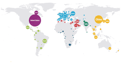 Map of emissions by country